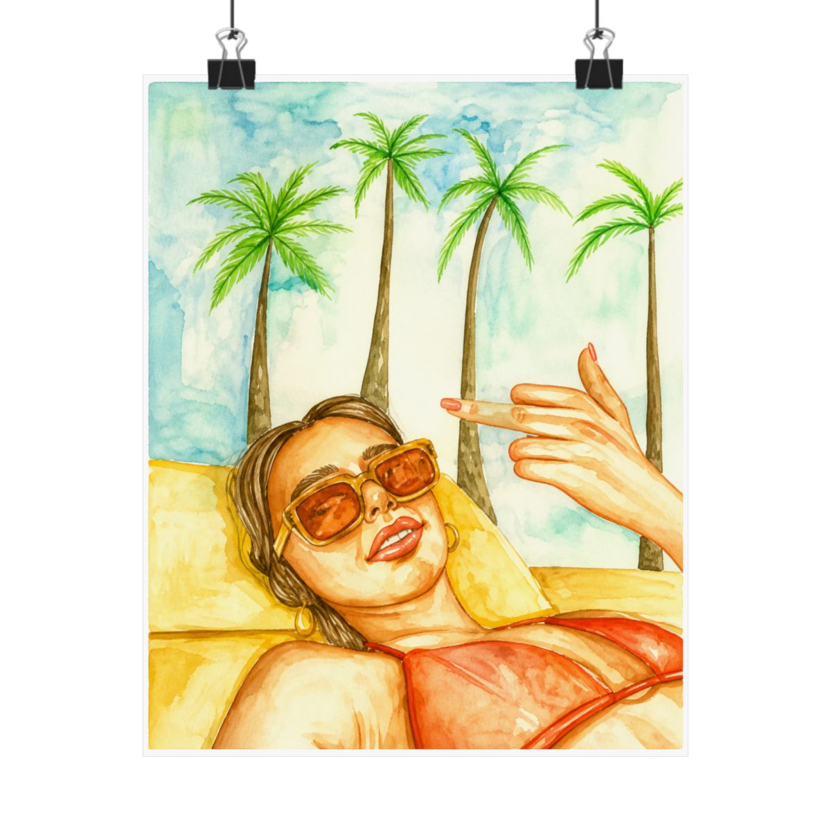 Emma Chamberlain Tanning Watercolor Print